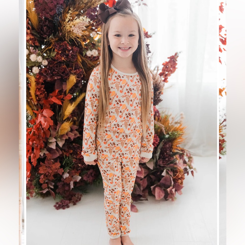 Ollie’s Day Thanksgiving Fall Maple Magic Bamboo Pajama Set NWT